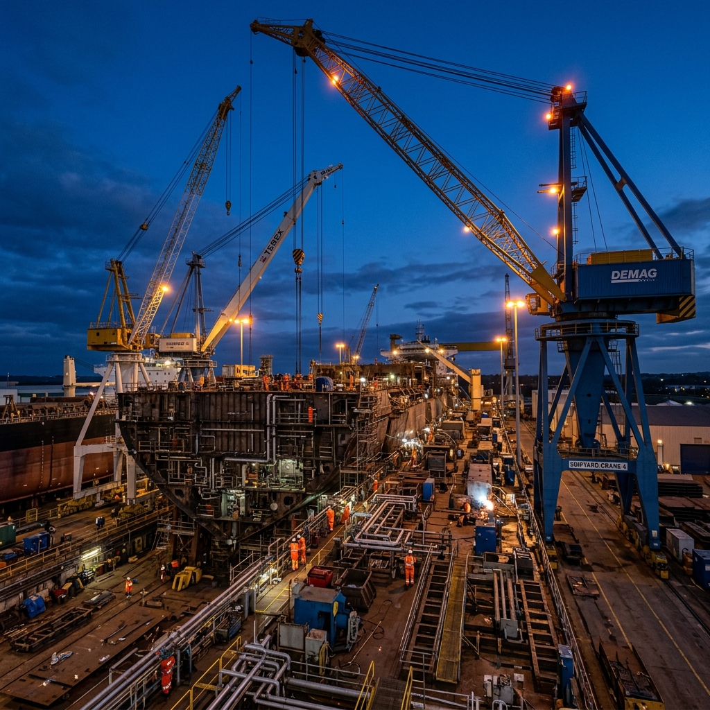 Ship construction machinery and cranes
